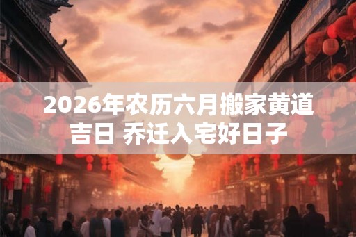 2026年农历六月搬家黄道吉日 乔迁入宅好日子