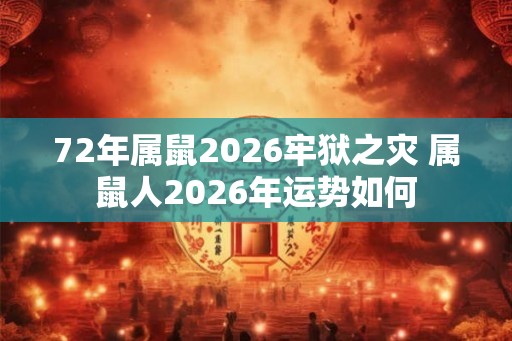 72年属鼠2026牢狱之灾 属鼠人2026年运势如何