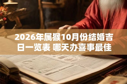 2026年属猴10月份结婚吉日一览表 哪天办喜事最佳
