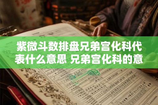 紫微斗数排盘兄弟宫化科代表什么意思 兄弟宫化科的意义