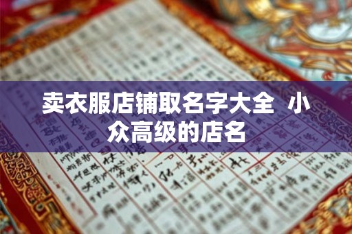 卖衣服店铺取名字大全  小众高级的店名