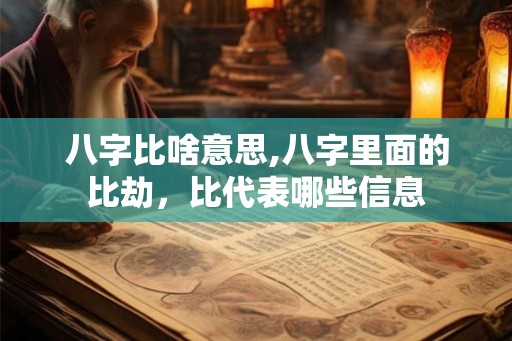 八字比啥意思,八字里面的比劫，比代表哪些信息