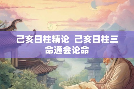 己亥日柱精论  己亥日柱三命通会论命