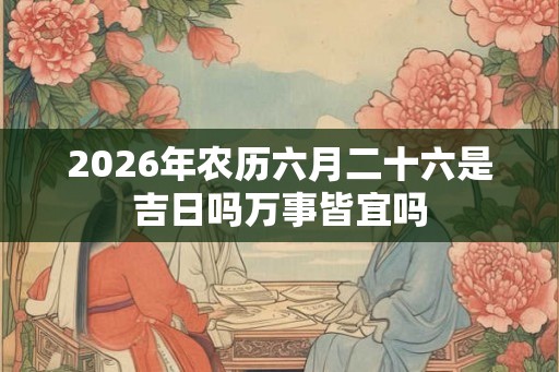 2026年农历六月二十六是吉日吗万事皆宜吗
