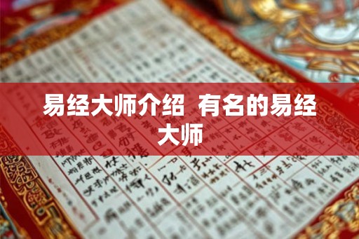 易经大师介绍  有名的易经大师