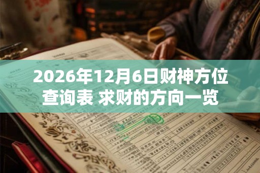 2026年12月6日财神方位查询表 求财的方向一览