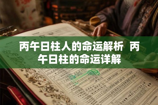 丙午日柱人的命运解析  丙午日柱的命运详解
