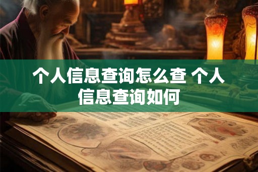 个人信息查询怎么查 个人信息查询如何