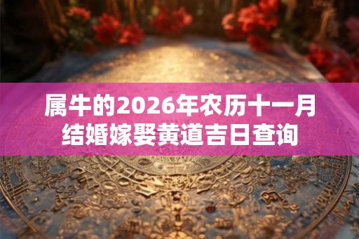 属牛的2026年农历十一月结婚嫁娶黄道吉日查询