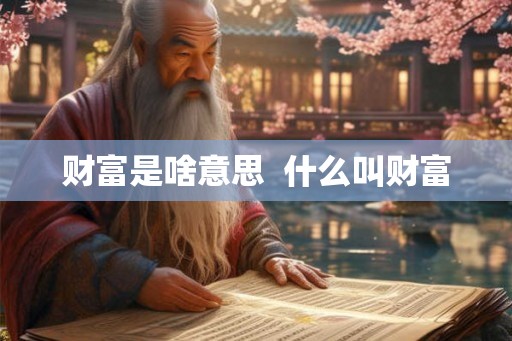 财富是啥意思  什么叫财富