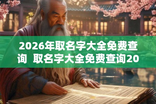 2026年取名字大全免费查询  取名字大全免费查询2026