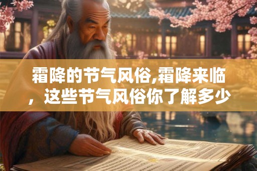 霜降的节气风俗,霜降来临，这些节气风俗你了解多少？