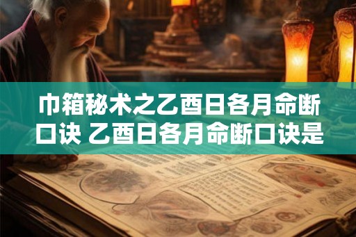 巾箱秘术之乙酉日各月命断口诀 乙酉日各月命断口诀是什么