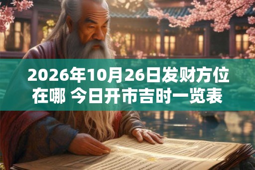 2026年10月26日发财方位在哪 今日开市吉时一览表