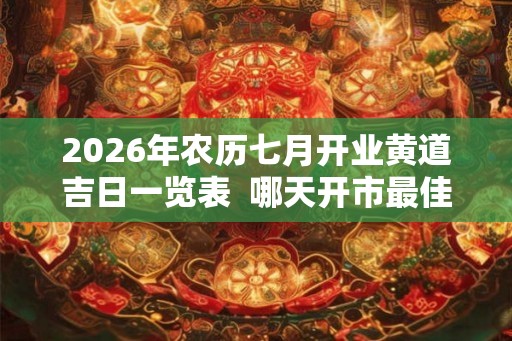 2026年农历七月开业黄道吉日一览表  哪天开市最佳