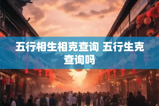 五行相生相克查询 五行生克查询吗