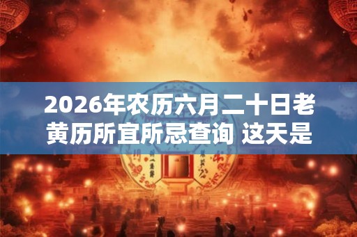 2026年农历六月二十日老黄历所宜所忌查询 这天是吉日吗