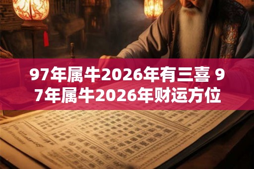 97年属牛2026年有三喜 97年属牛2026年财运方位