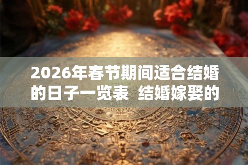 2026年春节期间适合结婚的日子一览表  结婚嫁娶的黄道吉日