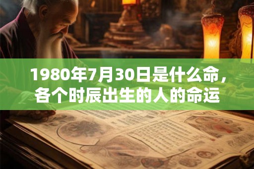 1980年7月30日是什么命，各个时辰出生的人的命运