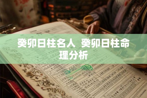 癸卯日柱名人  癸卯日柱命理分析