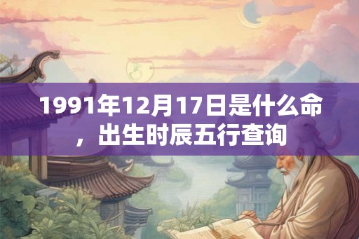 1991年12月17日是什么命，出生时辰五行查询