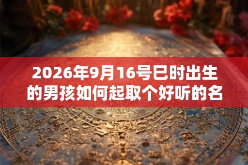 2026年9月16号巳时出生的男孩如何起取个好听的名字，五行属什么