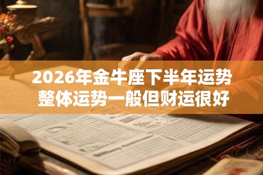 2026年金牛座下半年运势 整体运势一般但财运很好