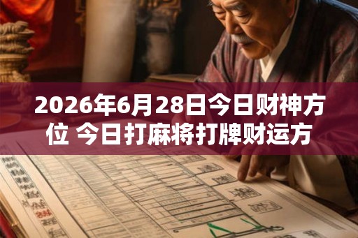 2026年6月28日今日财神方位 今日打麻将打牌财运方位