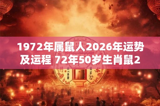 1972年属鼠人2026年运势及运程 72年50岁生肖鼠2026年每月运势