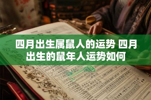 四月出生属鼠人的运势 四月出生的鼠年人运势如何