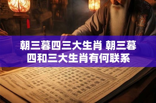 朝三暮四三大生肖 朝三暮四和三大生肖有何联系