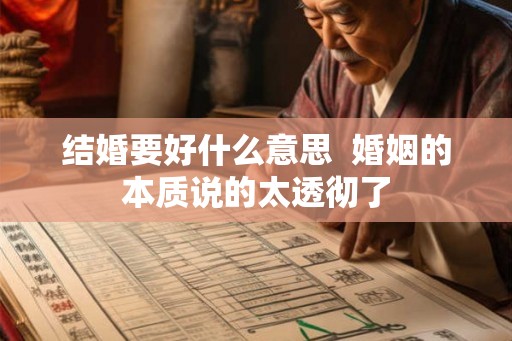 结婚要好什么意思 婚姻的本质说的太透彻了 结婚要好什么意思 婚姻的本质说的太透彻了