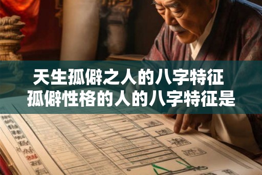 天生孤僻之人的八字特征 孤僻性格的人的八字特征是什么