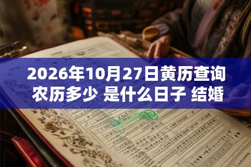 2026年10月27日黄历查询 农历多少 是什么日子 结婚吉时