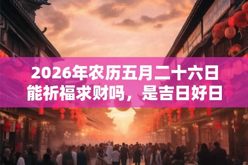 2026年农历五月二十六日能祈福求财吗，是吉日好日子吗？