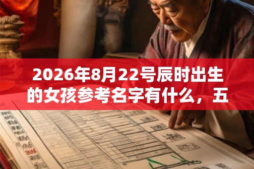 2026年8月22号辰时出生的女孩参考名字有什么，五行属什么