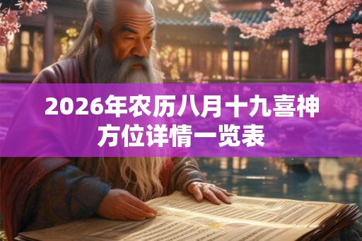 2026年农历八月十九喜神方位详情一览表