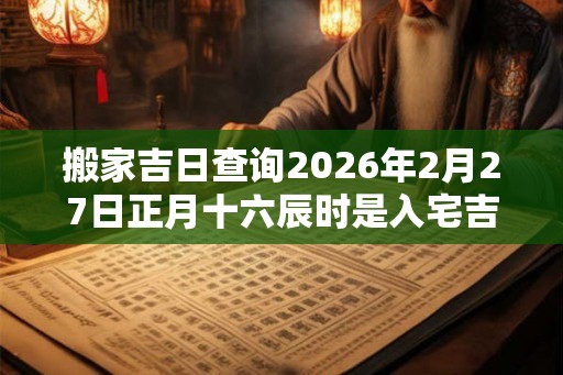 搬家吉日查询2026年2月27日正月十六辰时是入宅吉时