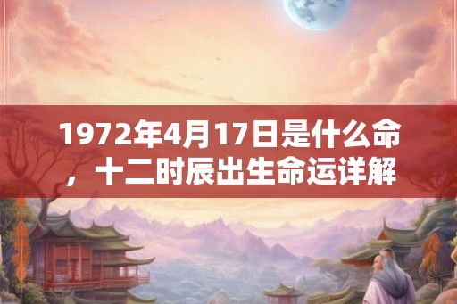 1972年4月17日是什么命，十二时辰出生命运详解
