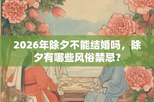2026年除夕不能结婚吗，除夕有哪些风俗禁忌？