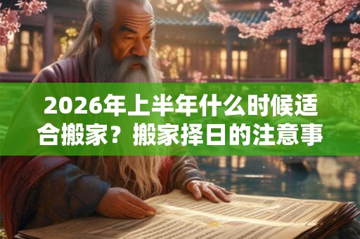 2026年上半年什么时候适合搬家？搬家择日的注意事项