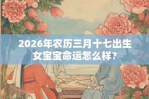2026年农历三月十七出生女宝宝命运怎么样？