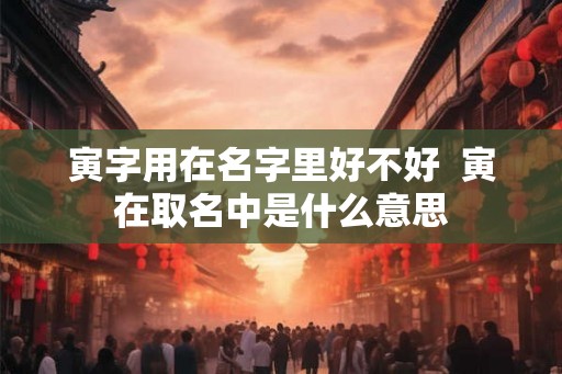 寅字用在名字里好不好  寅在取名中是什么意思