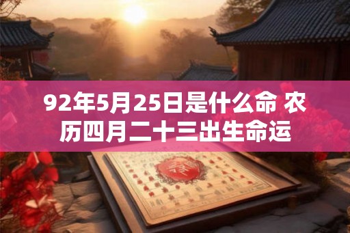 92年5月25日是什么命 农历四月二十三出生命运