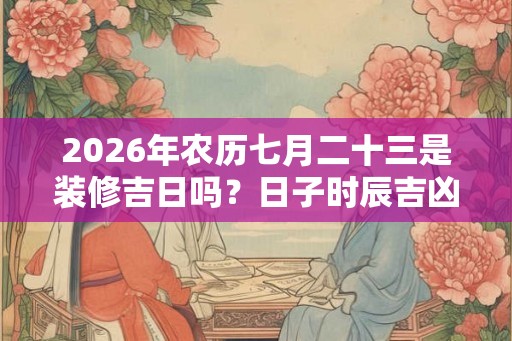 2026年农历七月二十三是装修吉日吗？日子时辰吉凶如何？
