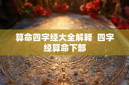 算命四字经大全解释  四字经算命下部