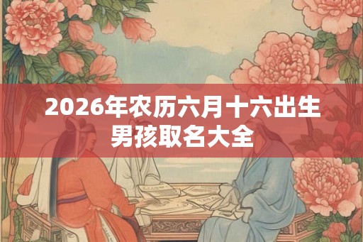 2026年农历六月十六出生男孩取名大全