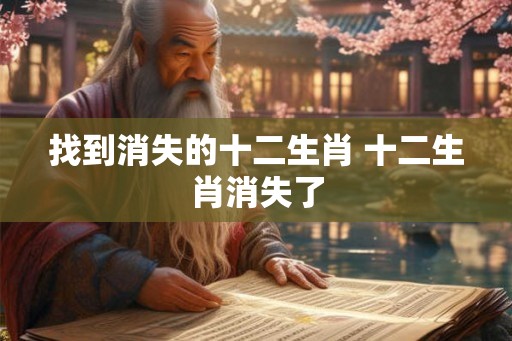 找到消失的十二生肖 十二生肖消失了 找到消失的十二生肖 十二生肖消失了