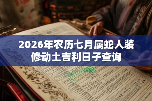 2026年农历七月属蛇人装修动土吉利日子查询